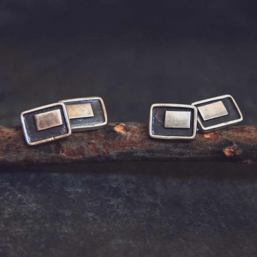Modern Sterling Silver Artisan Cufflinks